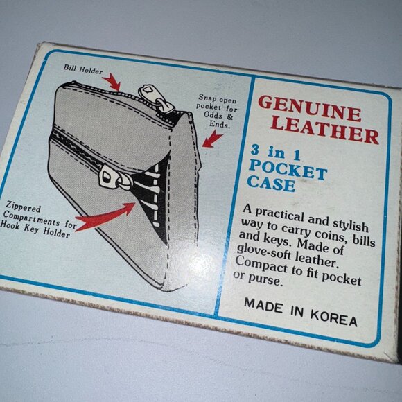 New Vintage Genuine Black Leather 3 in 1 Coins, Bills and Keys Holder with Box - Picture 8 of 8